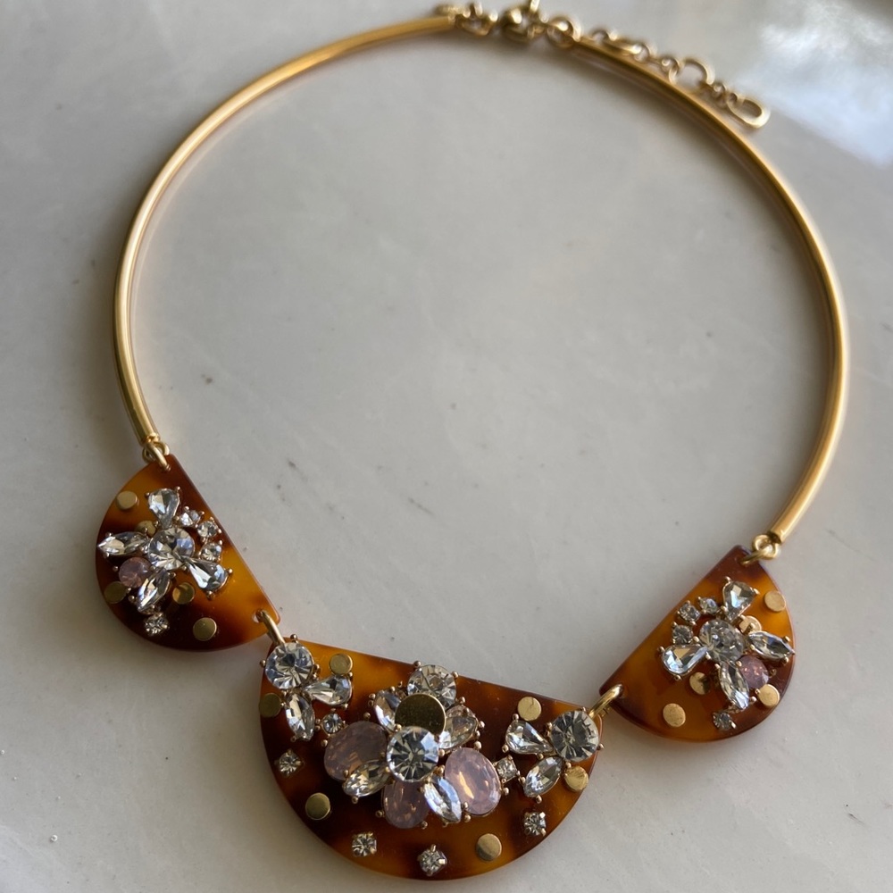 🔥NEW JCrew Faux Tortoise Geo Crystals Necklace